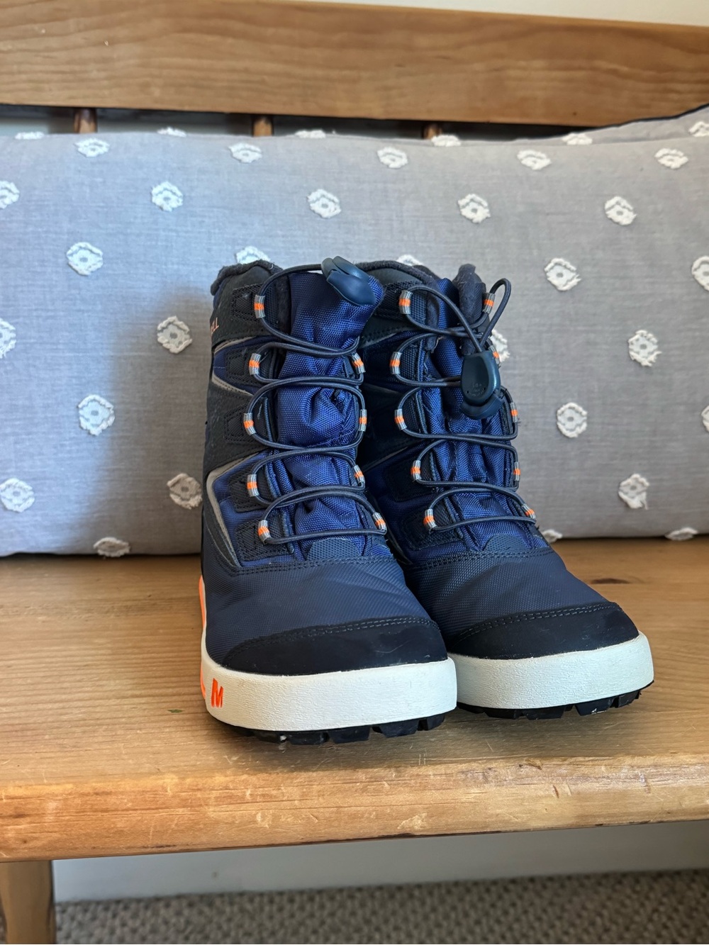 Merrell Kids Navy Blue Lace-Free Outdoor Boots